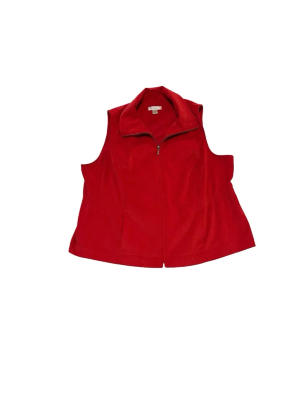 CJ Christopher Banks Corduroy Vest Womens 2X RED Lightweight High Neck Zipper